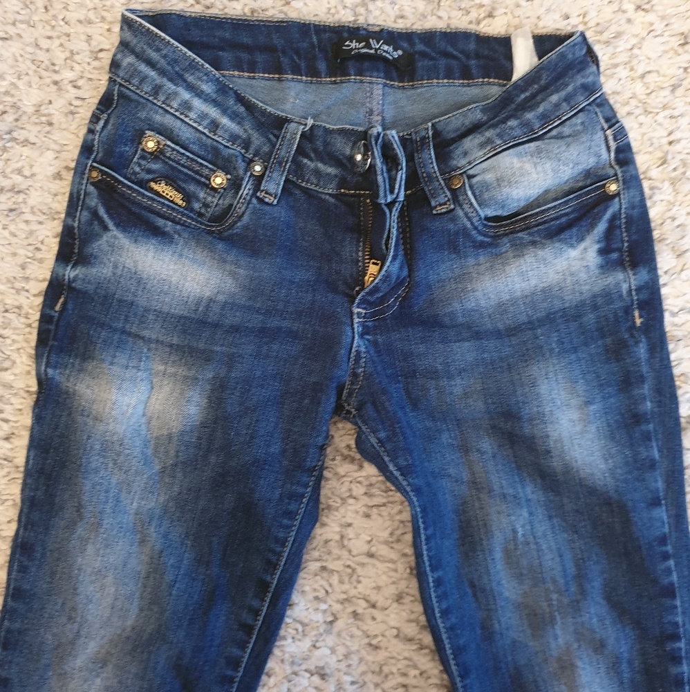 Dark blue jeans